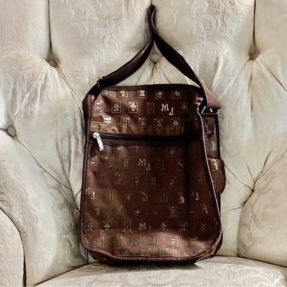 MAH JONGG 13” X 10” BROWN AND GOLD ACCESSORIES BAG LIKE NEW CONDITION - Picture 1 of 2